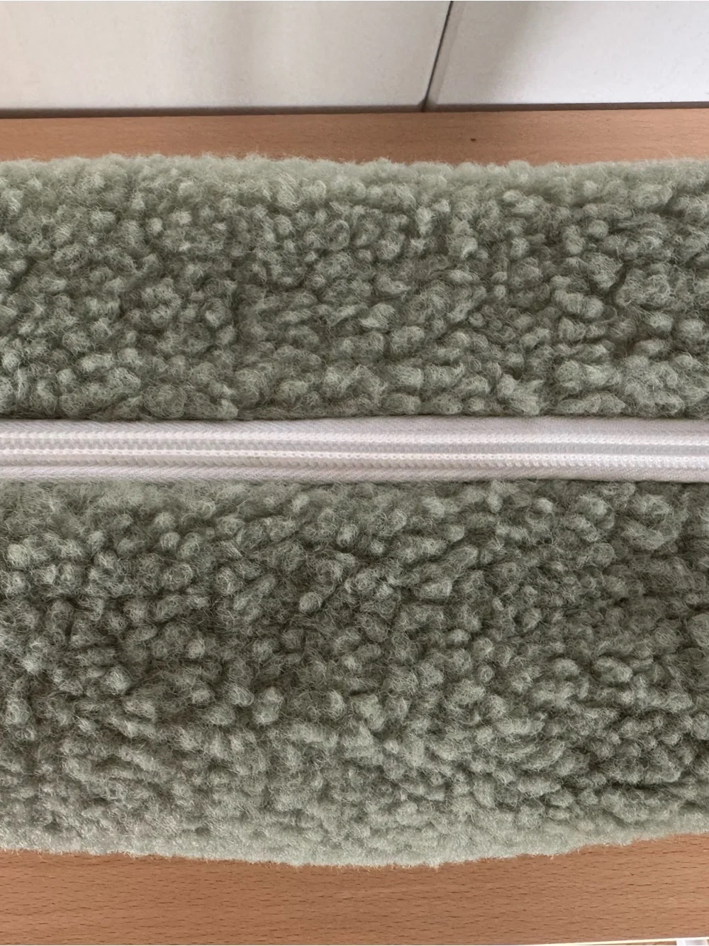 Limited Edition Summer Fridays Sage Green Sherpa Plush Large Makeup Bag